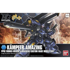 From "Gundam Build Fighters," here's the aptly-named Kampfer Amazing!  Highly posable after assembly, the Kampfer Amazing features two shoulder-mounted Amazing Weapon Binders (inside which weaponry can be stored), two Amazing Long-Range Rifles, two Amazing Rifles, and two Amazing Knives.  A perfect addition to any Gundam lineup!