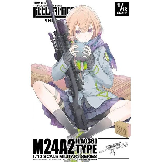 Tomytec's Little Armory series takes 1/12 scale weapons to a new level of realism! The latest addition to their lineup is the M24A2 Type, an American sniper gun used by the United States Army. This particular kit recreates the appearance of the M24A2 for use at night, including a PVS-27 night vision part, and an M3 scope. The magazine is removable, and the bipod can be opened and closed.