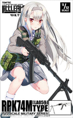 The newest addition to Tomytec's Little Armory series of 1/12-scale weapons is the RPK74M type light machine gun! The Little Armory version of this Soviet-designed weapon features new molds for the heavy, long barrel, the ribbed handguard and long magazines. Two types of bipod are included, which can be built opened or closed, and the selector lever is movable as well. Order yours today!