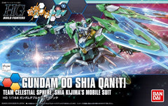 A highly original customization of a mobile suit based on 00 Qan[T] is available! The shield and sword bits can combine and change shape! The clear parts are utilized as well to recreate the textures of the numerous weapons, including the sword, sword bits, and shield. Set includes sword, shield, and two sword bits. Comes with 8 Runners, a Sticker sheet, and Instruction manual. Measures approximately 5-inches tall when complete.