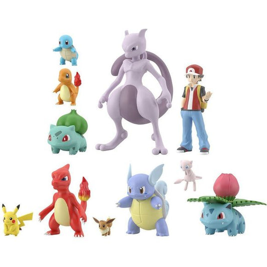 Bandai brings us the world of "Pokemon" in 1/20th scale with their new mini figure series! This collection is all about the Kanto region, with the very-first starter Pokemon, their first evolution forms, legendary Pokemon Mewtwo and Mew, and even Pikachu and Eevee along for the fun. It also features a figure of Red! The figures are made from PVC and each pack comes with a piece of soda-flavored gum. The minimum size of the figures is 1.5cm tall (Eevee), while the biggest size is 10cm tall (Mewtwo).

[Line