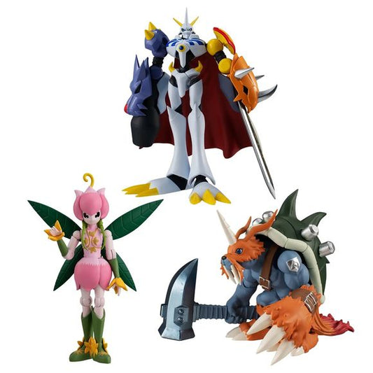 The amazing SHODO line of articulated action figures in a miniature size takes on "Digimon" once more with the third volume in the line-up! Omnimon (Omegamon), Lillymon, and Zudomon all take in the stage.

[Lineup]:

Omnimon
Lillymon
Zudomon