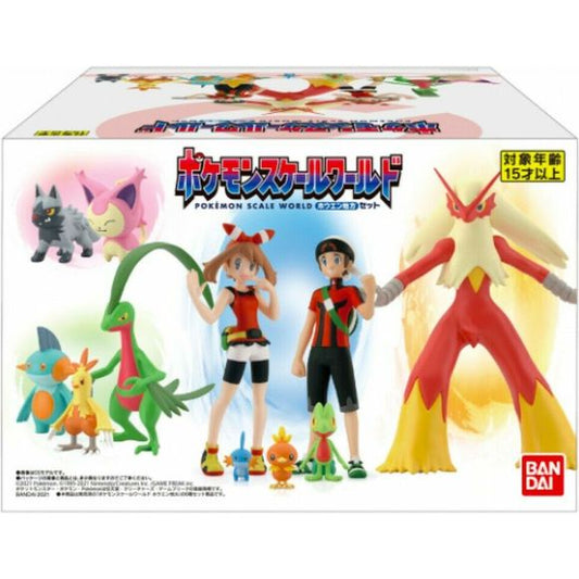 The next addition to Bandai's Pokemon Scale World series of mini-figures features much-beloved Hoenn Generation Pokemon in this fun set! These figures are all scaled (1/20 scale) to one another to make for realistic displays.

[Line-up]

Mudkip
Marshtomp
Skitty
Torchic
Combusken
Poochyena
Treecko
Grovyle
Blaziken
Trainer ORAS x2