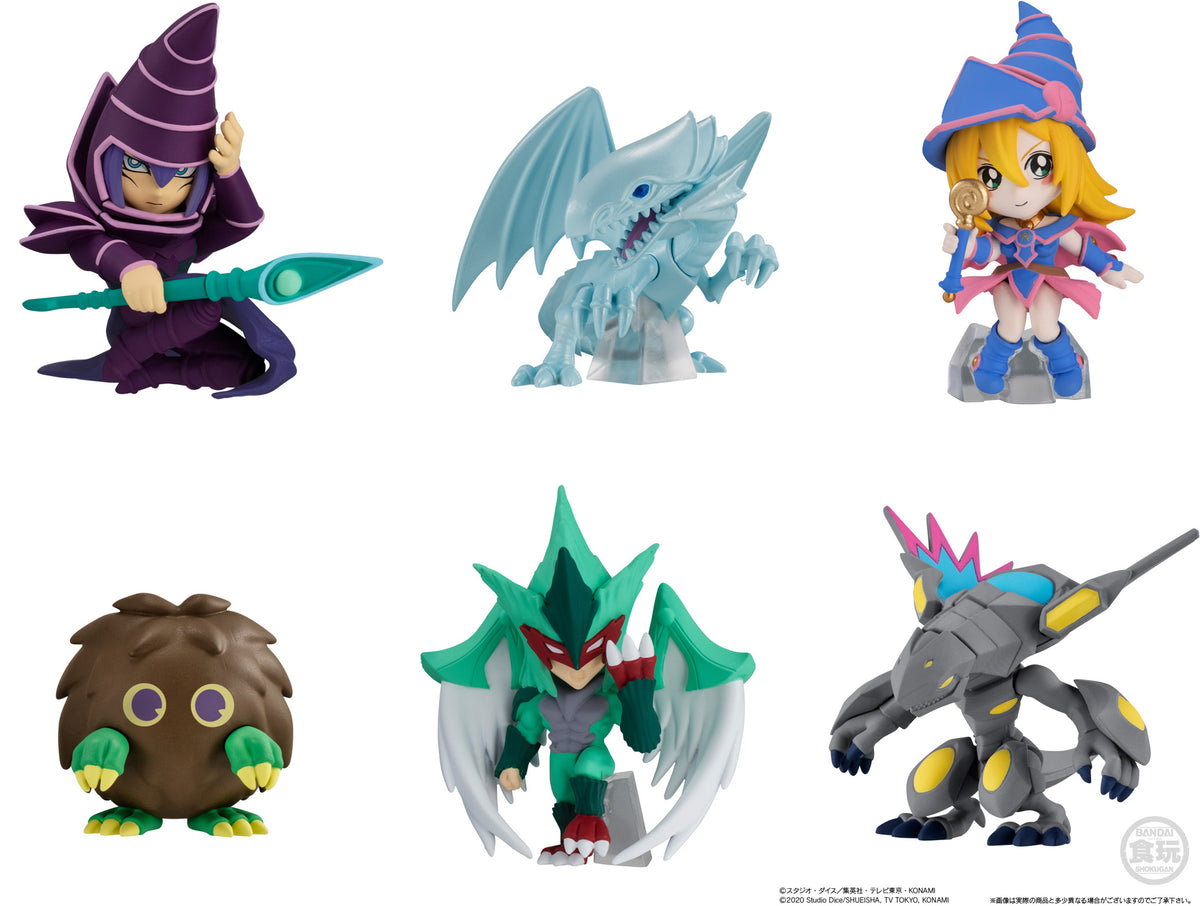 Bandai brings us a lineup of figures from the anime "Yu-Gi-Oh!" There are six different characters to collect and trade, plus a secret figure you may receive! You will receive 1 RANDOM figure

[Figure Size]: Approximately 5cm x 3.5cm
LINEUP:
- 1 MYSTERY figure
- Dark Magician
- Blue-Eyes White Dragon
- Dark Magician girl
- Kuriboh
- Elemental HERO Avian
- Galactica Oblivion