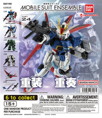 Expand your collection with Mobile Suit Gundam Mobile Suit Ensemble Part 24 from Bandai! The Mobile Suit Ensemble series features compact, highly detailed Mobile Suits with articulated joints and interchangeable weapons and equipment, making them great for posing, displaying, and customizing.

Part 24 brings together Mobile Suits from across the Gundam universe, headlined by the Impulse Gundam from Mobile Suit Gundam SEED Destiny and Gundam GP01Fb Full Burnern from Mobile Suit Gundam 0083: Stardust Memory.
