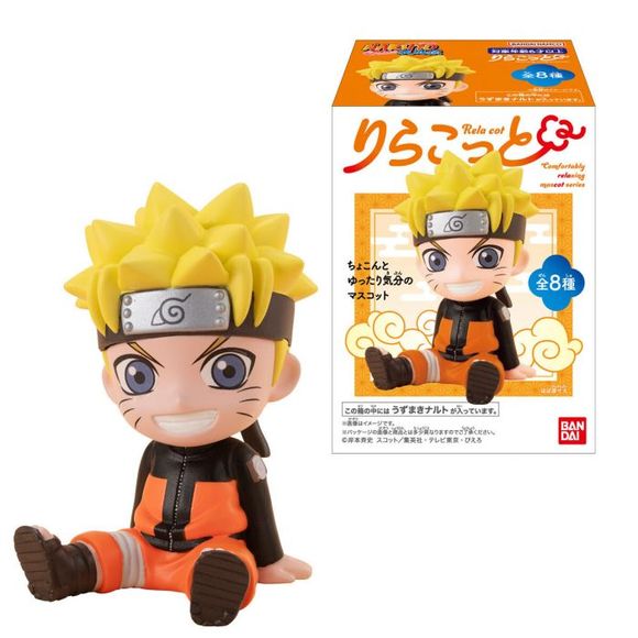 Naruto characters join Bandai Shokugan's Relaxing Mascot series! These adorable soft vinyl mini-figures measure approximately 3-inches tall and come in blind-box packaging. Possible anime characters to collect include Naruto, Sasuke, Sakura, Kakashi, Shikamaru, Minato, Gaara, and Kuruma! Ages 6 and up.