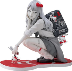 PRE-ORDER: Expected to ship in July of 2027.

An illustration created through a collaboration between horror manga visionary Junji Ito and Hello Kitty comes to life as a figure! Gyaru Tomie x Hello Kitty combines Tomie's bewitching charm and unsettling presence with the unmistakable cuteness of Hello Kitty for a truly unique collectible.

Every detail has been carefully sculpted and painted, from the screentone-inspired pattern of Tomie's skirt to her embroidered patches, decorated cell phone, and distincti