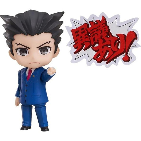 PRE-ORDER: Expected to ship in April of 2027.

"Objection! This is clearly a contradiction!"

From the popular courtroom battle game series "Phoenix Wright: Ace Attorney" comes a Nendoroid of Phoenix Wright! He comes with three face plates including a standard expression, an confident expression and a sweating expression.

Optional parts include his courtroom desk, a court document, his Magatama, and a Psyche-Lock effect sheet along with "Objection!", "Hold it!" and "Take that!" text plates in English, Japa