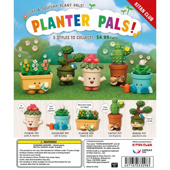 Bring a little greenery and a lot of personality to your collection with the Planter Pals Collectible Mini Figure Collection! This charming series features adorable potted plants brought to life with expressive faces, playful poses, and unique character traits. From cheerful flowers and cute succulents to a musical cactus and a peaceful bonsai tree, each figure is full of whimsical charm and garden-inspired fun.

Designed with vibrant colors and delightful details, these collectible figures make perfect des