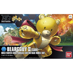 A new version the ever popular Beargguy from the Gundam Build Fighters anime appears! A play on words of the Japanese pronunciation of the number 3, "Beargguy-san" or "Mr. Beargguy" features 6 different facial expression stickers including angry and surprised faces for maximum cuteness! Armaments include mouth cannon, 2 beam sabers and Ribbon Striker backpack. Backpacks from the Build Custom series as well as other previously released model kits like the Aile Striker are compatible to make Beargguy III even