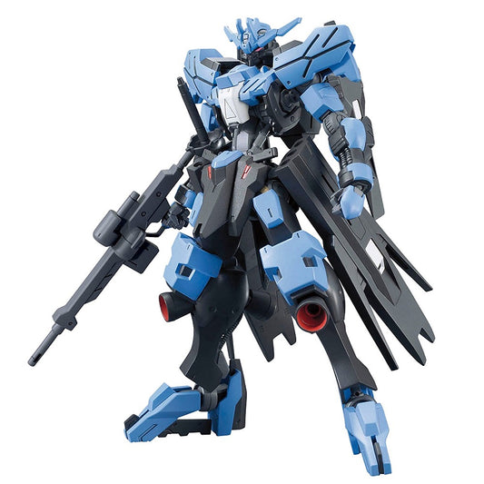 A stylish new mobile suit equipped with a saber is launching from the 2nd season of the popular Iron Blooded Orphans series! Named after an ancient Norse god, Gundam Vidar comes with its weapon!  Molded in blue, white and dark gray plastic; foil stickers are provided for markings.  The mobile suit's distinctive saber and handgun is included along with a number of many other parts!  Set includes a saber, rifle, and two handguns. Runner x4. Foil sticker x1. Instruction manual x1.