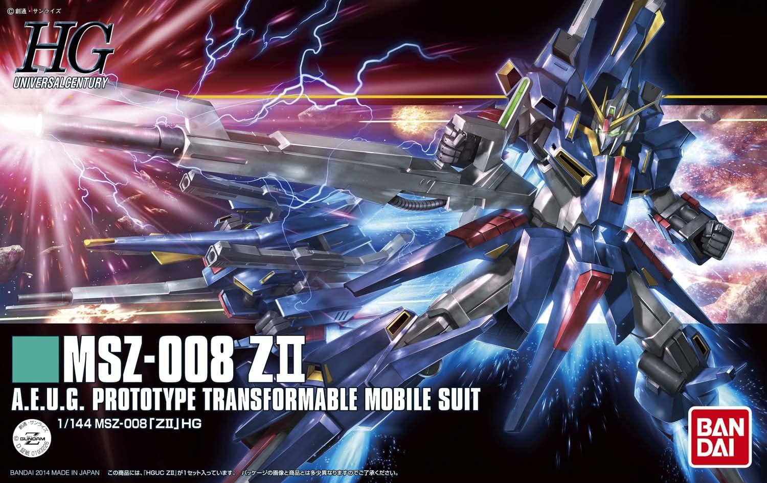 The MSZ-008 ZII finally gets a HGUC release from Bandai! Posable after assembly, it can also transform into wave rider mode if you like.  It's armed with the mega beam rifle, beam rifle, two of the Clay Bazooka, and two beam sabers.