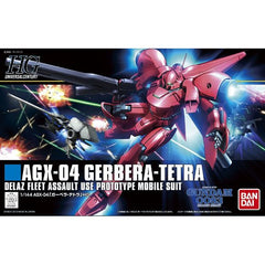 Originally part of the Gundam Project that lead to the creation of the GP01, GP02 and GP03 suits, the Gerbera Tetra was remade into this speedy pink design which has been faithfully replicated in the HGUC line. This unique enemy unit comes with sturm booster, propellant tanks, beam machine gun, 2 beam sabers and an array of interchangeable hands. Runner x8, foil stickerx1, instruction manual x1