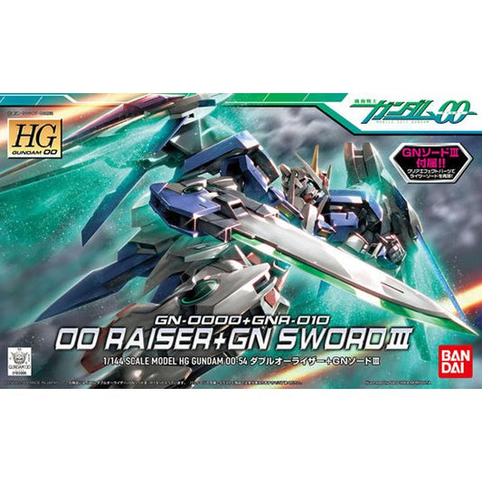This version of the 00 Raiser includes the GN Sword III along with beam parts for GN Sword II. Clear parts are used to replicate the GN Condensers and other sensor equipment. O raiser unit can detach from body and a stand is included with the kit.