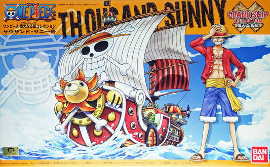 Thousand Sunny joins a new series of 6" model ships from "One Piece". Its compact size makes it easy to display and requires no tools to assemble. Through the use of pre-colored plastic and stickers there's no need for paint. You can re-create the ship with sails unfurled or without sails. Includes a ocean surface effect part. Compatible with the action base 2.