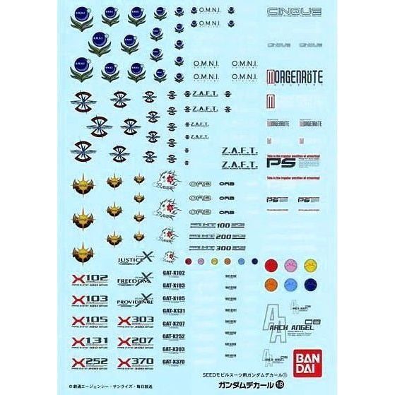Bandai Gundam Seed GD-18 General Decals MG 1/100 Scale Set | Galactic Toys & Collectibles
