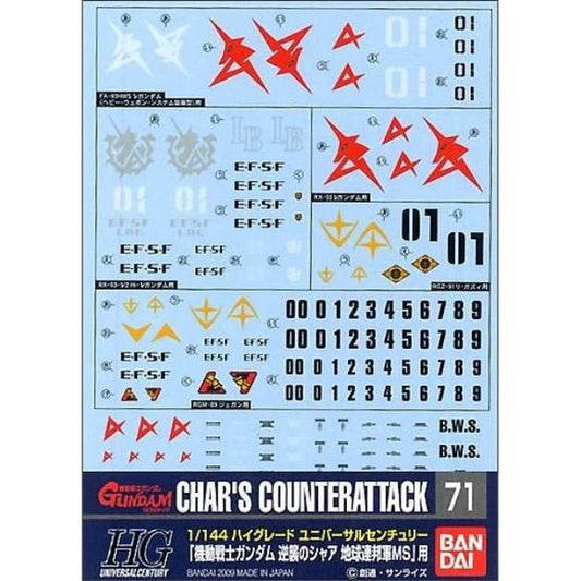 Bandai Gundam GD-71 EFSF Char’s Counterattack Ver. Decal 1/144 Scale Set | Galactic Toys & Collectibles