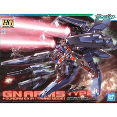 Here's a great set that includes snap-fit plastic kits of GN Arms Type E and Gundam Exia in Trans-am mode! Just when the Celestial Being's Mobile Suits were about to be annihilated by the new GN-X units from the three superpower nations, in comes GN Arms and pilot Lasse Aeon to the rescue! As in the show, GN Arms can switch to GN Armor mode to allow Gundam Exia to dock with it for a major boost in both speed and firepower.