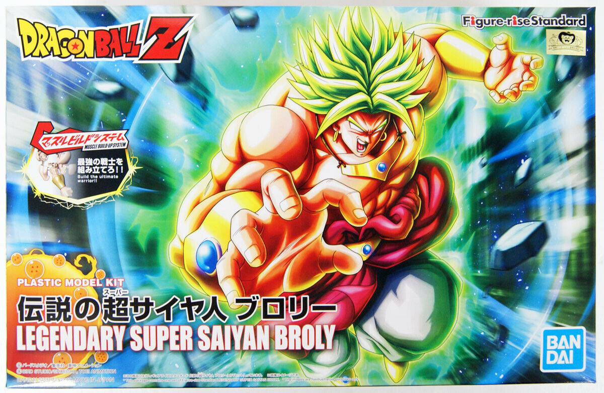 From "Dragon Ball Z" comes a Figure-rise Standard kit of the legendary Super Saiyan, Broly! He comes with two expressions to choose from (standard, yelling), optional hand parts, and a sticker sheet for details. In addition, this kit also includes damaged facial expressions for both Super Saiyan Goku and Super Saiyan Vegeta so you can display them getting beaten by this overpowered warrior! 

[Includes]:

Facial expressions (x2)
Right and left hand parts (x2 each)
Super Saiyan Son Goku Injured Facial