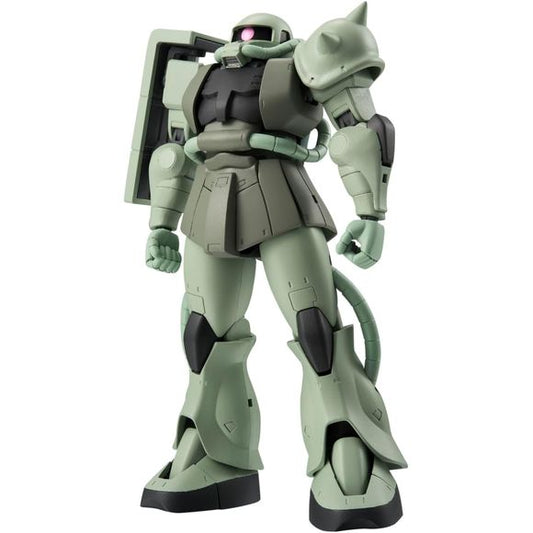 A.N.I.M.E. (standing for Action New Imagination Memory Emotion) is a new series that revives 35 years of Gundam history using the latest technology to create an unprecedented level of high-quality ROBOT SPIRITS. With a prominent presence in the anime, it is only natural that the mass production Zaku would be next to join the line-up. The front armor parts have been created as separate parts that allow for superior range of articulation and posing. [Set Contents] included interchangeable hands (x8), leg miss