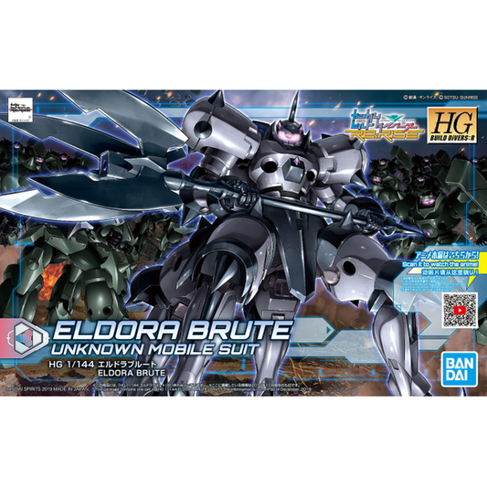 Bandai brings us their 1/144 scale from Gundam Build Divers Re:RISE of Eldora Brute! Equipped with four legs, a four-bladed weapon, and a beam launcher on its back, this kit is certainly unique! You won't want to miss the details and fun build included in this kit. Assembly Required.