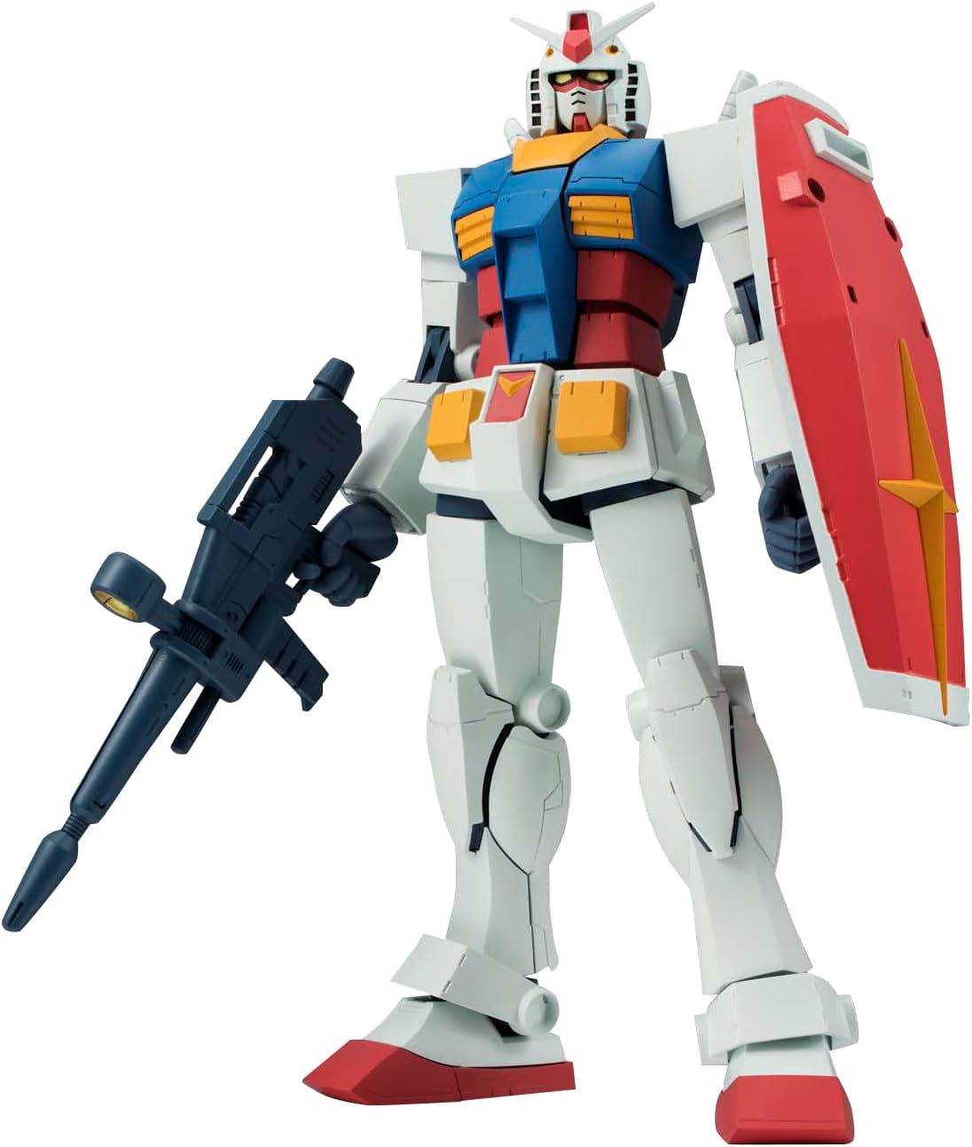 From memory to imagination, you can relive the excitement of your favorite Gundam anime again with this new Action New Imagination Memory Emotion (A.N.I.M.E.) series from TAMASHII NATIONS. Top technology is used to create this unprecedented line of ROBOT SPIRITS starting with Gundam. All-over new joint structure allows one to pose Gundam in anime reminiscent poses that couldn'’t be made before. In particular, Gundam'’s head is now articulated to gaze upwards. [Set Contents] Body, Exchange wrists, left and r