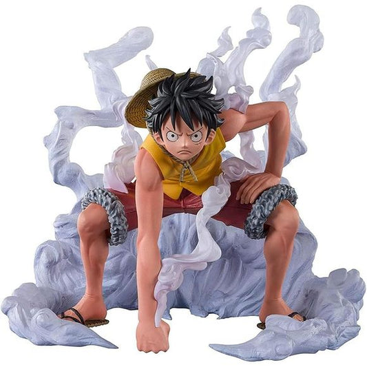 Extra size, extra action, and extra detail, that's the FiguartsZERO Extra Battle One Piece series from Bandai Spirits! Now three key characters who rescue Ace in the Marineford arc of the story, also known as the Paramount War, join the line!  Luffy is here in Second Gear, flushed red and muscles super-pumped for action as he triggers this powerful fighting ability! This set also includes a stage. 4.70 inches (12cm) tall.