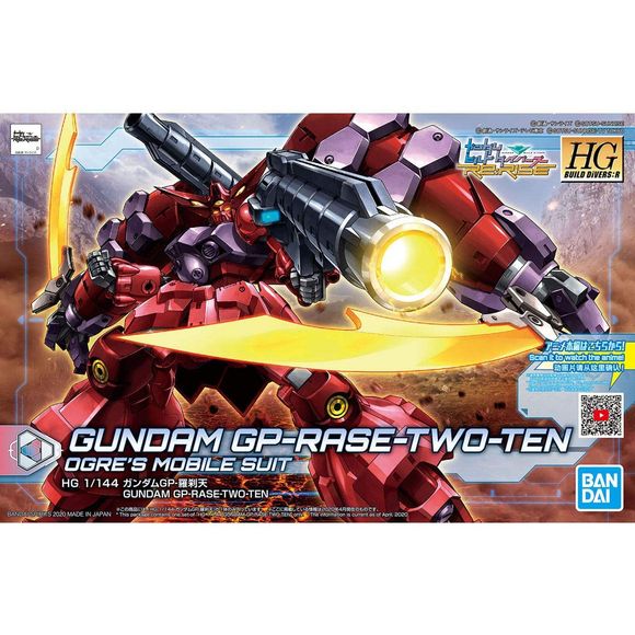 The GP-Rase-Two-Ten upgraded as a result of countless battles with powerful foes by elite GBN Diver Ogre through using the Gundam GP-Rase-Two. The base kit is GP-02 Universal Century MS, and it incorporates Solar Reactors, leading to powerful additional weapons such as the improved Flexible Ogre Binders on the shoulders and newly created GN Revolver Bazookas. The Gunpla's unique Trans-Am System, the One Trans-Am, has also been intensely upgraded.

This HG kit from "Gundam Build Divers Re:Rise" includes pa