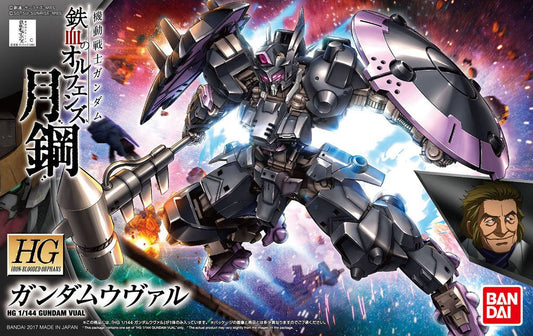 From the official side story, "Mobile Suit Gundam Iron-Blooded Orphans: Moonlight", Gundam Vual - arch enemy of Gundam Astaroth - is now available as a model kit! The jet-black mobile suit that engaged in fierce battles with Gundam Astaroth is equipped with the Mining Hammer, which possesses incredible destructive power! Original transformative gimmicks have been incorporated into the backpack that refer to the Astaroth Origin. This mobile suit can also combine with other model kits from the HG Iron-Blooded