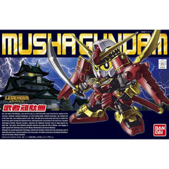 Robot meets samurai in this cool SD Gundam known as the Legend Musha Gundam.  Not only does the Legend Musha come with its cool samurai armor but also its feudal era looking weapons; the Naginata, katana called the Bukyuumaru and the Tanegashima.  Included foil stickers are plentiful with four options for the eyes and gold for the weapons.
