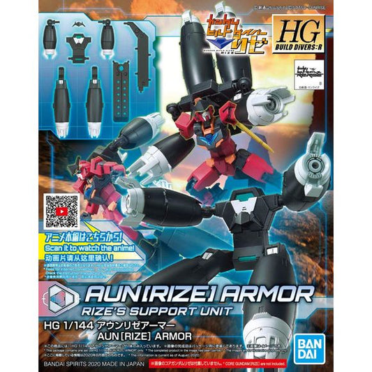 The Aun[RIZE] Armor is an optional armor set from the Gundam Build Diver RIZE manga. This model can combine with the Gundam Anima. Included in box: Armor x 1 set, Display base x 1, Foil Stickers x 1 and Manual x 1