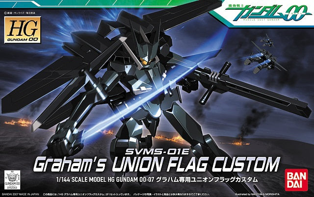 Here's a nicely detailed snap-fit assembly kit of Graham Acre's custom black Union Flag in 1/144 scale! With twice the speed of the standard Union Flag, the Celestial Being's Mobile Suits will have a hard time catching up with Graham's new variable Mobile Suit in battle! Molded in black with some parts in white, it will be articulated with plenty of polycap joints upon completion and can switch between MS Mode and Flight Position. Weapons include a trial-type linear rifle, sonic blade (plasma sword), and a