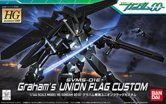 Here's a nicely detailed snap-fit assembly kit of Graham Acre's custom black Union Flag in 1/144 scale! With twice the speed of the standard Union Flag, the Celestial Being's Mobile Suits will have a hard time catching up with Graham's new variable Mobile Suit in battle! Molded in black with some parts in white, it will be articulated with plenty of polycap joints upon completion and can switch between MS Mode and Flight Position. Weapons include a trial-type linear rifle, sonic blade (plasma sword), and a