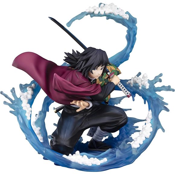 Translucent effect parts make for a dynamic three-dimensional rendition of Tomioka Giyu's Water Breathing technique. Includes faithful details such as realistically patterned clothing and inscriptions on the sword. 
[Set Contents]
Main body (with effects)
