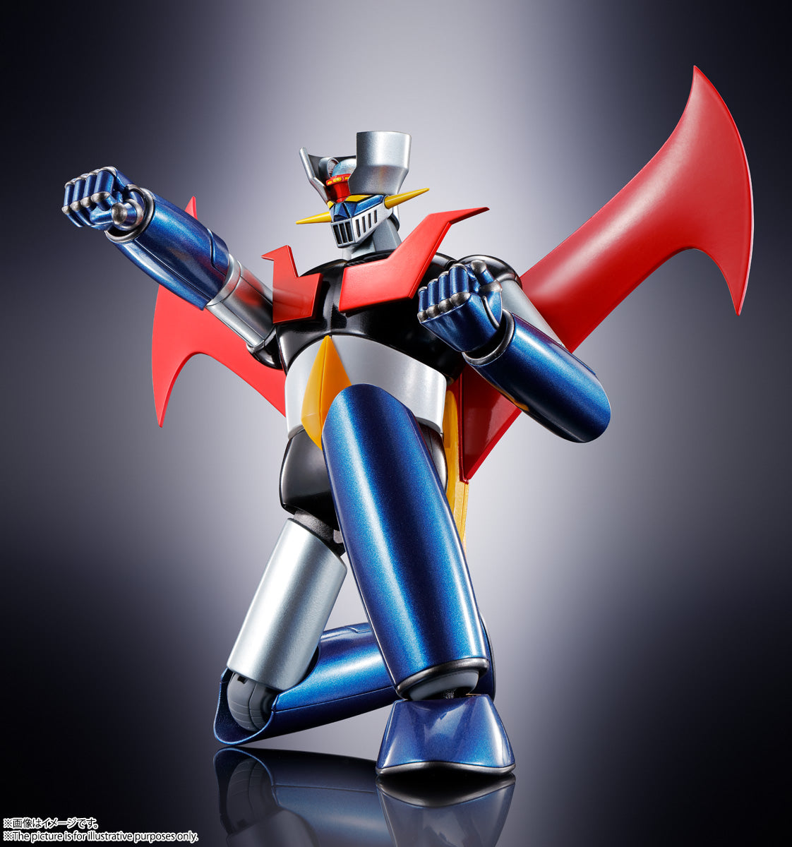 PRE-ORDER - Expected to ship in January 2027. 

December 2022 marked the 50th anniversary of the TV broadcast of "Mazinger Z," and now Bandai's outstanding "Chogokin Damashii" action figure of this iconic robot created to commemorate the occasion is back! His mighty Rocket Punch can be launched without parts replacement thanks to movable elbows and injection gimmicks! In addition, the new structure of the hip and thigh enables natural poses such as kneeling; pull-out hip joints allow wide battle-stance pose
