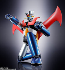PRE-ORDER - Expected to ship in January 2027. 

December 2022 marked the 50th anniversary of the TV broadcast of "Mazinger Z," and now Bandai's outstanding "Chogokin Damashii" action figure of this iconic robot created to commemorate the occasion is back! His mighty Rocket Punch can be launched without parts replacement thanks to movable elbows and injection gimmicks! In addition, the new structure of the hip and thigh enables natural poses such as kneeling; pull-out hip joints allow wide battle-stance pose