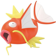 Bandai debuts a lineup of big "Pokemon" plastic models with Magikarp! He's made up of 30 parts that are easy to assemble; no paint or glue are needed. His characteristic beard is made of a material that's different from the rest of the kit and break-resistant; parts replacement allows you to display it using its signature Splash move! A base for display is included too.