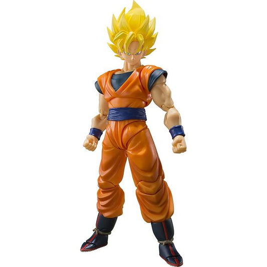 From Dragon Ball Z, the Super Saiyan Full Power Son Goku joins S.H.Figuarts! Includes 3 different expressions, letting you replicate all sorts of dramatic moments. [Set Contents] Main body, Three optional expression parts, Four pairs of optional hands.