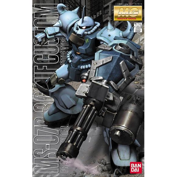 Close support version of the MS-07B. Includes sword and that awesome gattling gun/shield assembly. (Can someone explain how it stays standing, firing that thing?) Figure of Pilot Norris Packard is included.