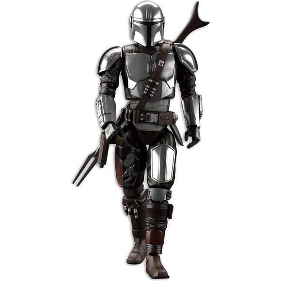 This model kit of The Mandalorian wearing his Beskar Armor is based on his appearance in the second half of the first season of the hit Disney plus series. Once complete, the figure includes a detachable jetpack, the Dark Saber, a blaster rifle, a blaster pistol, and the beskar spear. 

This version of the model kit features a silver coating to the beskar armor.