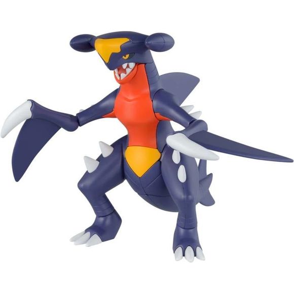 Build your own Garchomp Pokémon as an easy-to-assemble model kit! When completed, Garchomp mouth and arms can move, allowing a wide variety of dynamic poses. 4.53 inches (11.5cm) long when assembled.