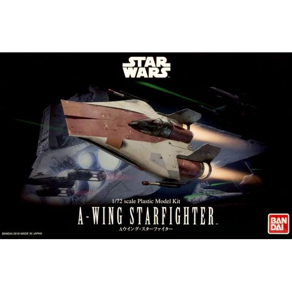 The A-Wing star fighter from the Star Wars universe has been faithfully recreated as a 1/72 scale model kit utilizing Bandai's patented four color injection process that allows for construction of highly detailed parts that are color molded reducing the need for paint.  A-wing model includes a Turbo Laser tower from the Death Star to recreate the iconic battlefield as seen in the movies.  Collect multiple fighters to form your own squadrons! A nipper or sprue cutter (sold separately) is required for assembl