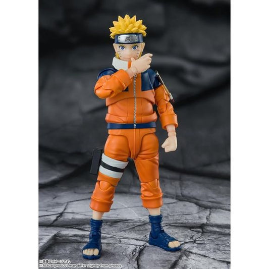 Young Naruto joins S.H.Figuarts!
Dynamic posability lets you capture classic "NARUTO" scenes, while faithful sculpting accurately captures his youthful appearance!

Set Contents:
Main Body
Four optional expression parts
Four left and seven right optional hands
Kunai blade
Spiraling Sphere
S.H.Figuarts is one Tamashii Nation's most popular lines, featuring a wide selection of action figures from your favorite animes, video games and movies.These figures average about 6" tall and feature detailed sculpts and
