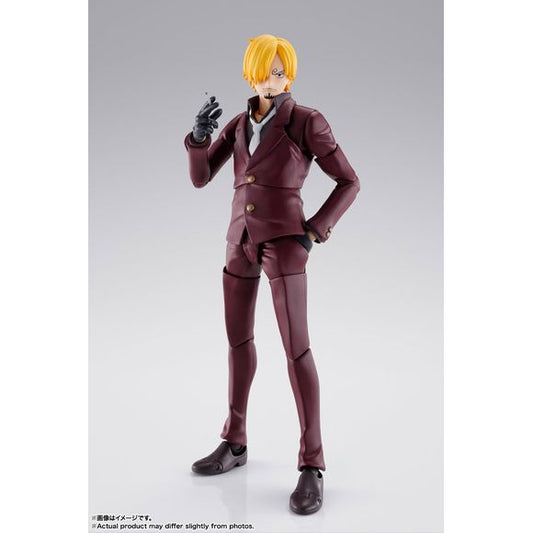 Sanji, as seen in The Raid on Onigashima arc of the ONE PIECE animated series, rejoins S.H.Figuarts with an all new sculpt! Superb articulation and flexible parts make for dynamic posability. Also includes an optional expression for the Monkey D. Luffy - The Raid on Onigashima - S.H.Figuarts toy (sold separately). [Set Contents]Main Body, Four optional expression parts, Three right and one left optional hands, Diable Jambe (Black Leg Style) effect parts L/R, Optional thigh parts, Optional expression for Mon