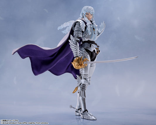 Griffith, the "Hawk of Light" from the world-famous dark fantasy "Berserk," finally joins the "S.H.Figuarts" action-figure lineup from Bandai! The leader of the Newborn Band of the Hawk appears in an amazing set together with a horse! Griffith's armor and sword are gorgeously colored, lending him a divine appearance; the figure can wear the helmet and it can also be removed, and the visor can be opened and closed.