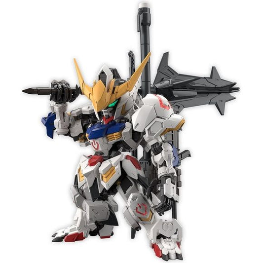Gundam Barbatos appears from the new dimension SD high-end brand "MGSD" that integrates MG technology into the frame of SD Gundam!

FEATURES:
- Overall height about 115mm. The "Gundam Frame", which is a feature of Gundam Barbatos, is realized in SD scale.
- The head and neck can be moved on 4 axes, allowing for effects such as pulling the chin and pointing upwards.
- By providing a movable axis inside the fuselage, it is possible to swing left and right and tilt forward and backward in a wide range of motio