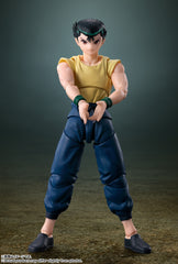 Yusuke Urameshi from "Yu Yu Hakusho" joins the "S.H.Figuarts" action-figure lineup from Bandai, wearing his uniform from the Dark Martial Arts Tournament arc! He's fully posable, and comes with five interchangeable facial expressions; an interchangeable head with his hair down is also included, and combined with the interchangeable faces, you can recreate a total of ten different heads!