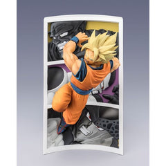 PRE-ORDER: Expected to ship in May of 2026

This product brings to life a famous illustration featuring Super Saiyan Son Goku. The backdrop showcases his past foes, including King Piccolo, Fourth Form Frieza, and Perfect Cell. In addition to Son Goku bursting from the scene, the characters in the background are also reproduced in detailed relief. [Set Contents] Main body