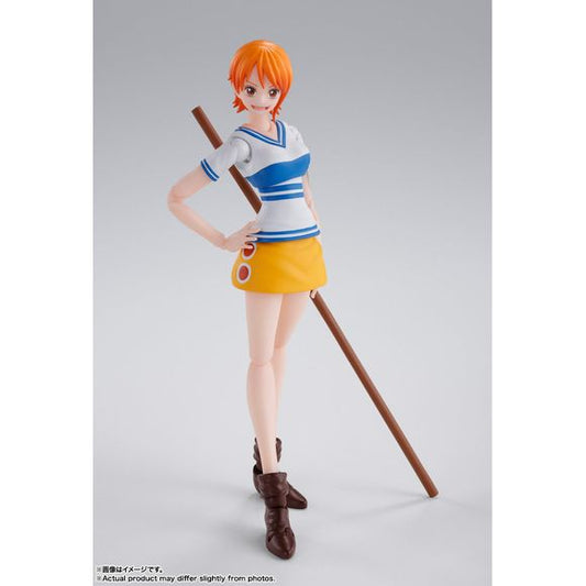 PRE-ORDER: Expected to ship in October of 2024

NAMI -ROMANCE DAWN-, from the animated television series "ONE PIECE," joins S.H.Figuarts! Featuring a totally new sculpt and enhanced posability that lets you capture the most dynamic scenes! [Set Contents] Main Body, Two left and three right optional hands, Optional hands together, Four optional expressions, Weapon, Treasure chest, Optional expression for MONKEY.D.LUFFY -ROMANCE DAWN- (sold separately)