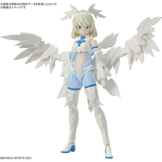 Pre-Order: Item Expected to Release July 2024

Elliene Eri-Erika (Elegant Form) is the newest member of Bandai's "30MS" (30 Minutes Sisters) figure-kit lineup! This all-in-one kit includes the figure, three interchangeable faces with tampo printing, and armor parts. Assembly is smooth, with the runner parts arranged in an optimal manner with ease of assembly and work flow in mind. Her three faces include a normal expression, a smile, and an aiming face with one eye closed. Her wings can move on multiple axe